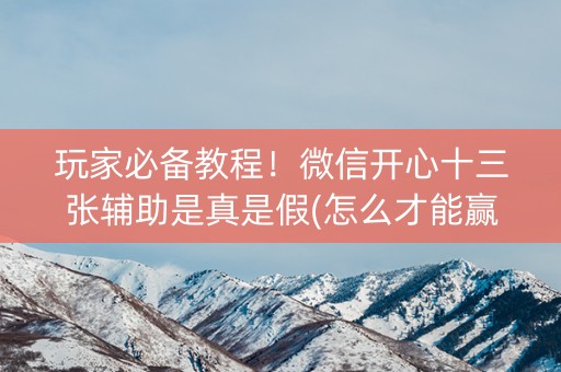 玩家必备教程！微信开心十三张辅助是真是假(怎么才能赢)