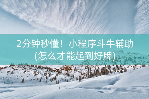 2分钟秒懂！小程序斗牛辅助(怎么才能起到好牌)