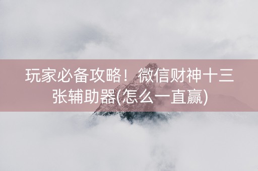 玩家必备攻略！微信财神十三张辅助器(怎么一直赢)