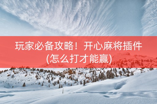 玩家必备攻略！开心麻将插件(怎么打才能赢)