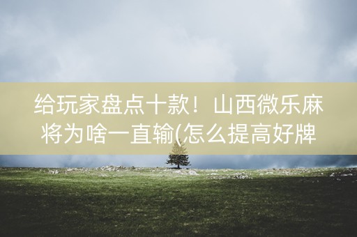 给玩家盘点十款！山西微乐麻将为啥一直输(怎么提高好牌几率)