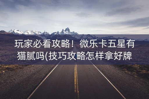 玩家必看攻略！微乐卡五星有猫腻吗(技巧攻略怎样拿好牌)