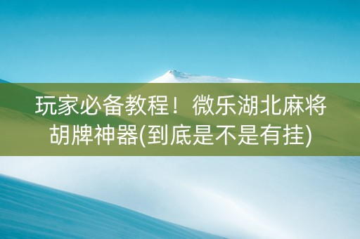 玩家必备教程！微乐湖北麻将胡牌神器(到底是不是有挂)