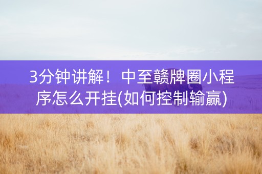 3分钟讲解！中至赣牌圈小程序怎么开挂(如何控制输赢)