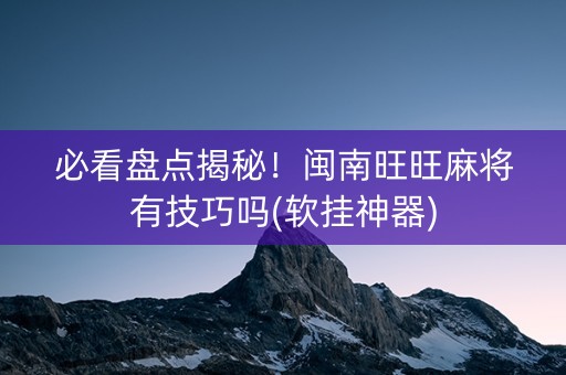 必看盘点揭秘！闽南旺旺麻将有技巧吗(软挂神器)