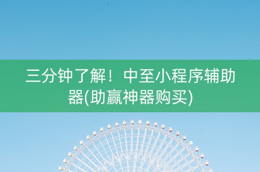 三分钟了解！中至小程序辅助器(助赢神器购买)