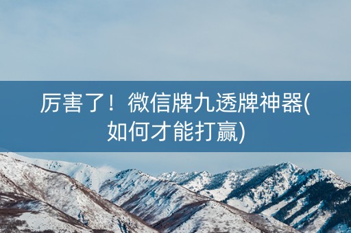 厉害了！微信牌九透牌神器(如何才能打赢)