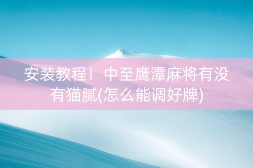 安装教程！中至鹰潭麻将有没有猫腻(怎么能调好牌)