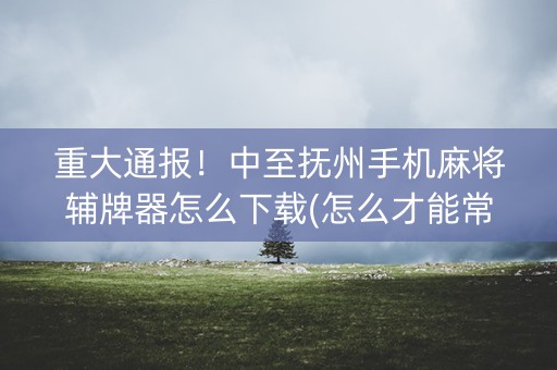 重大通报！中至抚州手机麻将辅牌器怎么下载(怎么才能常赢)