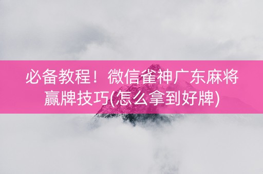 必备教程！微信雀神广东麻将赢牌技巧(怎么拿到好牌)