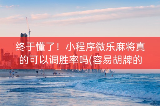 终于懂了！小程序微乐麻将真的可以调胜率吗(容易胡牌的技巧)