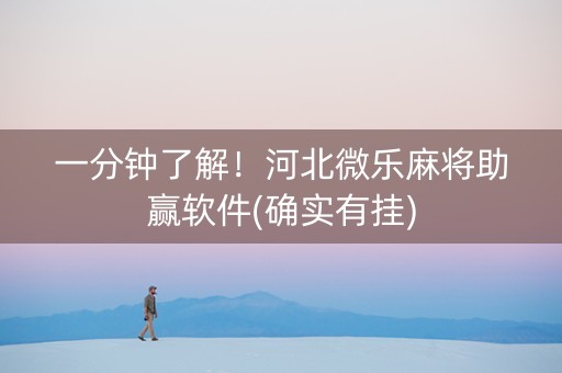 一分钟了解！河北微乐麻将助赢软件(确实有挂)
