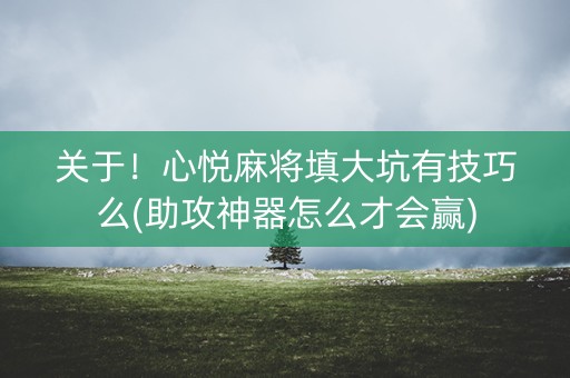 关于！心悦麻将填大坑有技巧么(助攻神器怎么才会赢)