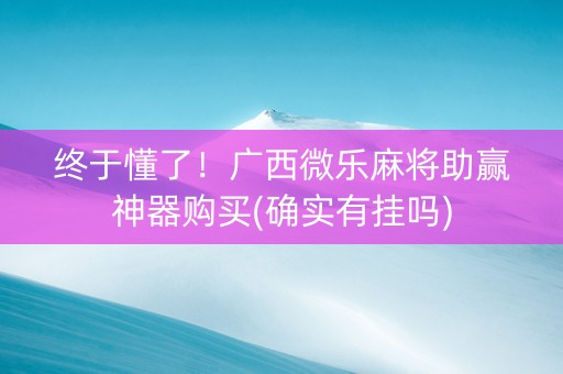 终于懂了！广西微乐麻将助赢神器购买(确实有挂吗)