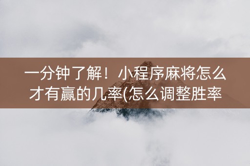 一分钟了解！小程序麻将怎么才有赢的几率(怎么调整胜率)
