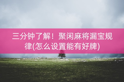 三分钟了解！聚闲麻将漏宝规律(怎么设置能有好牌)