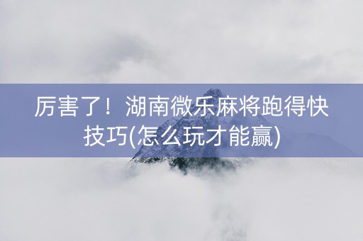 厉害了！湖南微乐麻将跑得快技巧(怎么玩才能赢)