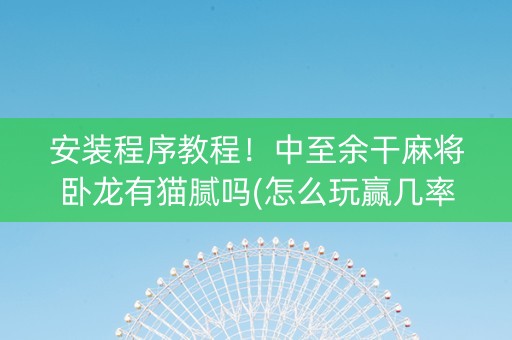 安装程序教程！中至余干麻将卧龙有猫腻吗(怎么玩赢几率大)