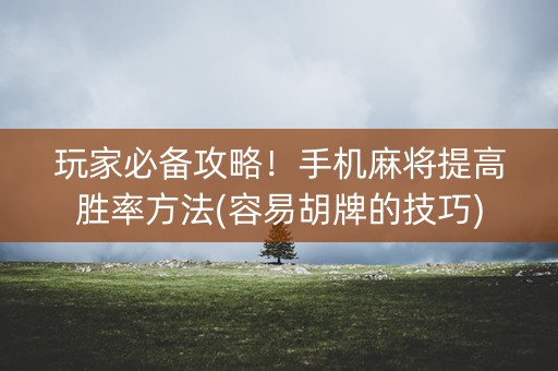 玩家必备攻略！手机麻将提高胜率方法(容易胡牌的技巧)