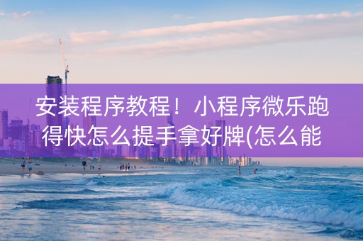 安装程序教程！小程序微乐跑得快怎么提手拿好牌(怎么能调好牌)
