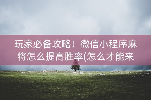 玩家必备攻略！微信小程序麻将怎么提高胜率(怎么才能来好牌)