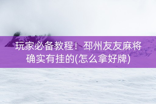 玩家必备教程！邳州友友麻将确实有挂的(怎么拿好牌)