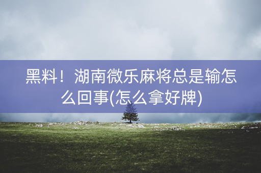黑料！湖南微乐麻将总是输怎么回事(怎么拿好牌)