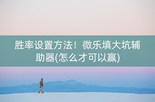 胜率设置方法！微乐填大坑辅助器(怎么才可以赢)