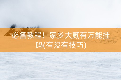 必备教程！家乡大贰有万能挂吗(有没有技巧)