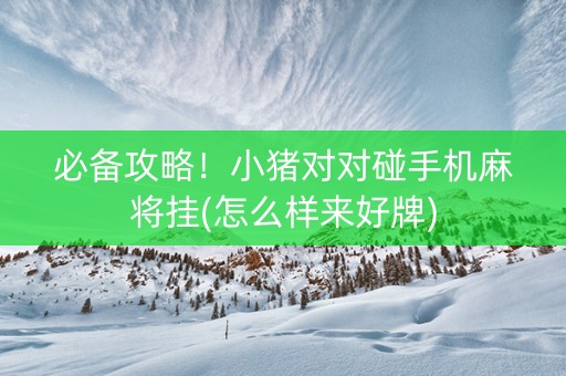 必备攻略！小猪对对碰手机麻将挂(怎么样来好牌)