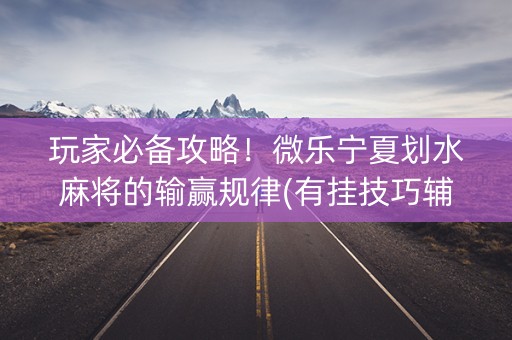 玩家必备攻略！微乐宁夏划水麻将的输赢规律(有挂技巧辅助器)