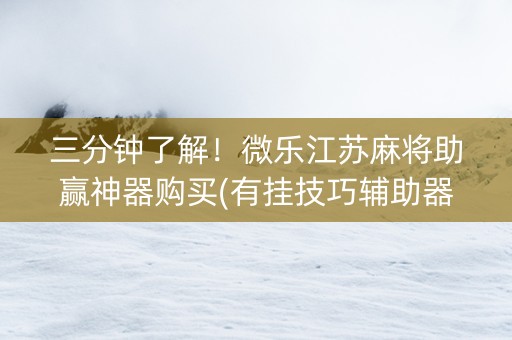 三分钟了解！微乐江苏麻将助赢神器购买(有挂技巧辅助器)