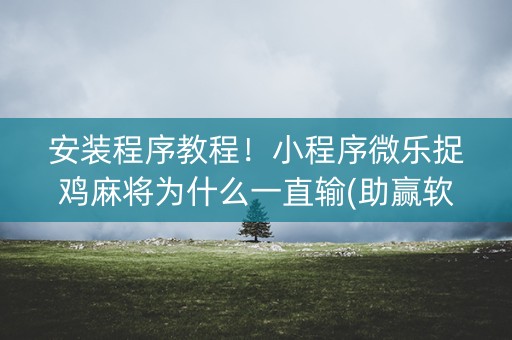 安装程序教程！小程序微乐捉鸡麻将为什么一直输(助赢软件有规律吗)