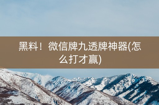 黑料！微信牌九透牌神器(怎么打才赢)