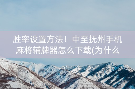 胜率设置方法！中至抚州手机麻将辅牌器怎么下载(为什么老输)