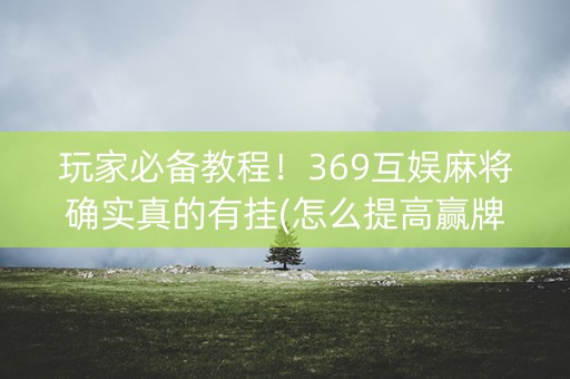 玩家必备教程！369互娱麻将确实真的有挂(怎么提高赢牌率)