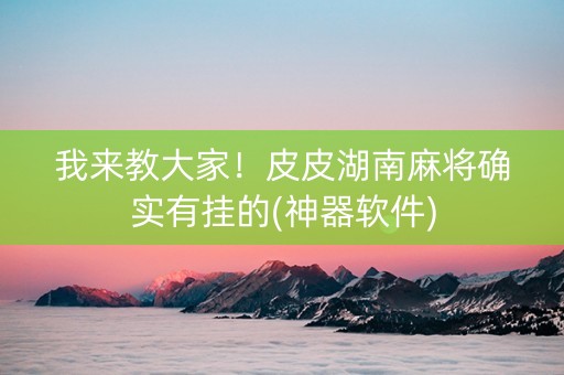 我来教大家！皮皮湖南麻将确实有挂的(神器软件)