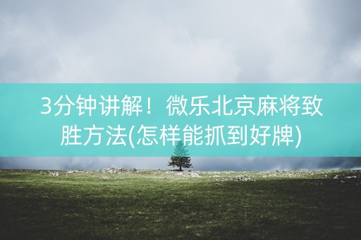 3分钟讲解！微乐北京麻将致胜方法(怎样能抓到好牌)
