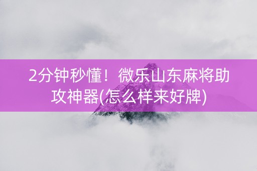 2分钟秒懂！微乐山东麻将助攻神器(怎么样来好牌)