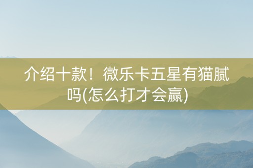 介绍十款！微乐卡五星有猫腻吗(怎么打才会赢)