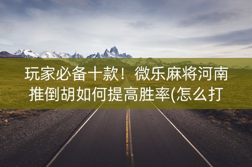 玩家必备十款！微乐麻将河南推倒胡如何提高胜率(怎么打会赢)