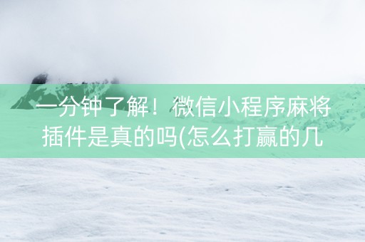 一分钟了解！微信小程序麻将插件是真的吗(怎么打赢的几率大)