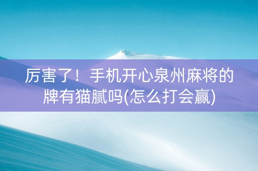 厉害了！手机开心泉州麻将的牌有猫腻吗(怎么打会赢)