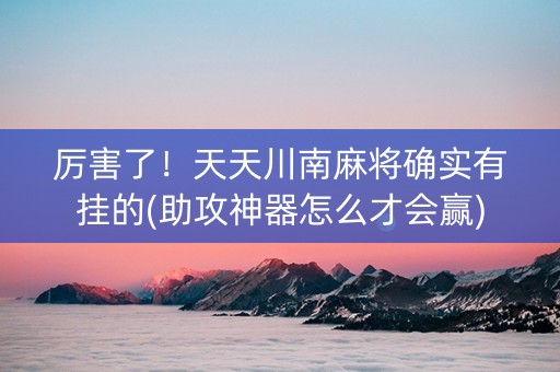 厉害了！天天川南麻将确实有挂的(助攻神器怎么才会赢)
