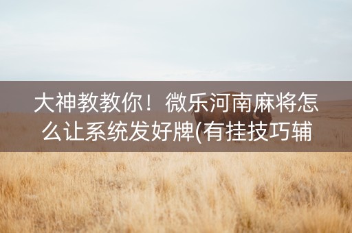 大神教教你！微乐河南麻将怎么让系统发好牌(有挂技巧辅助器)