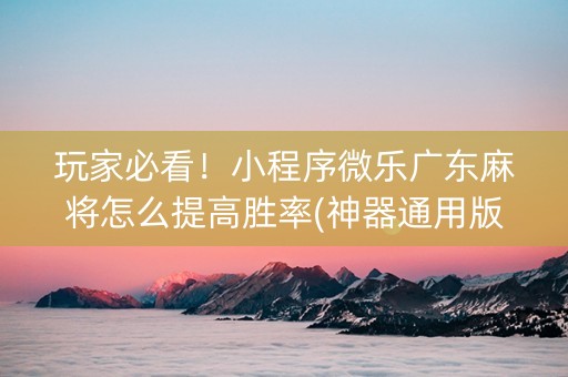 玩家必看！小程序微乐广东麻将怎么提高胜率(神器通用版)