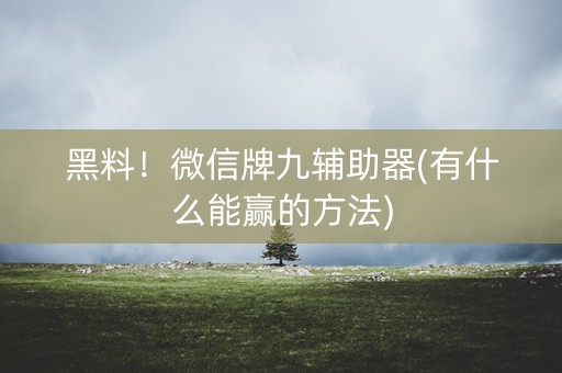 黑料！微信牌九辅助器(有什么能赢的方法)