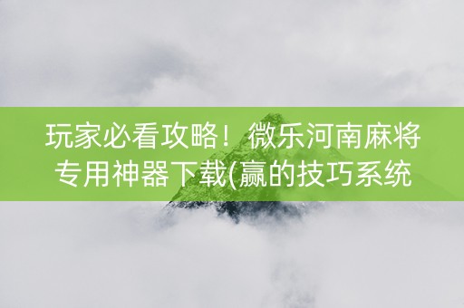 玩家必看攻略！微乐河南麻将专用神器下载(赢的技巧系统规律)