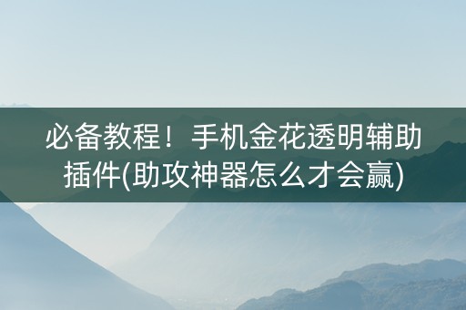 必备教程！手机金花透明辅助插件(助攻神器怎么才会赢)