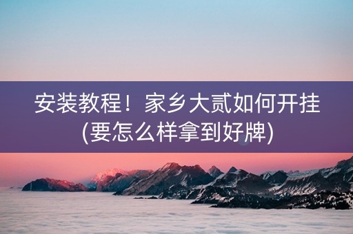 安装教程！家乡大贰如何开挂(要怎么样拿到好牌)